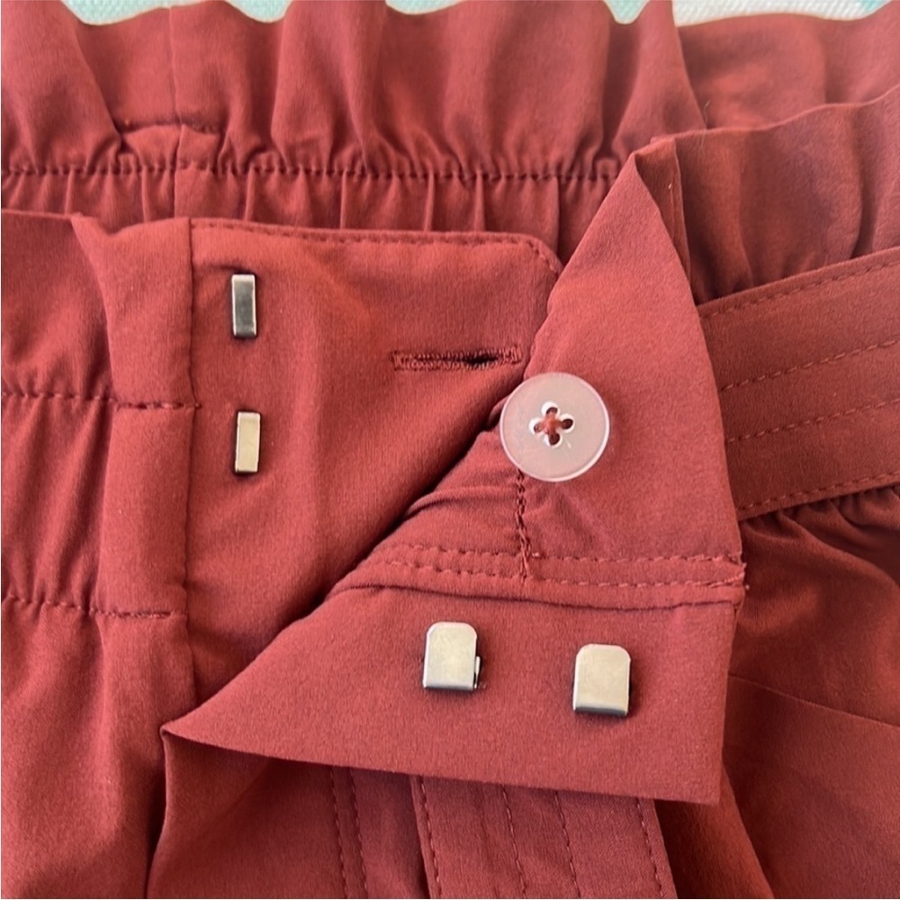Athleta Skyline Paperbag Tie Waist Tapered Pants Rust Size 2 - Picture 4 of 13